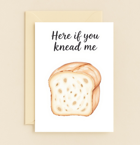 Funny Bread Pun Greeting Card with Cute Slice Illustration - Front