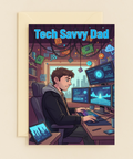 Tech Savvy Dad Computer Monitors Circuit Boards Floating Icons Card product image