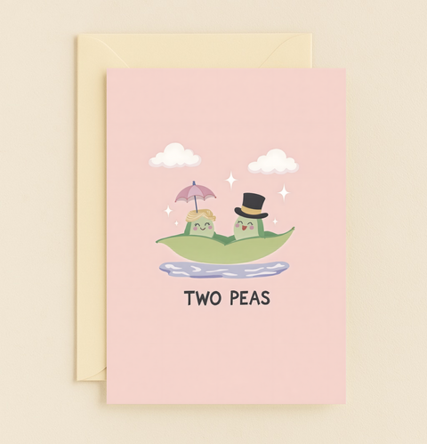 Funny Wedding Card Peas in a Pod Cartoon Design - Front