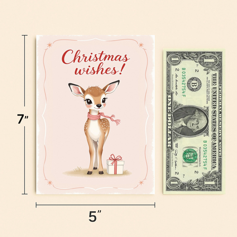 Christmas Greeting Card Cute Deer Illustration - Size