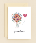 Birthday Card for Grandma with Floral and Heart Design - Front