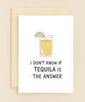 Funny Tequila Greeting Card with Lime Illustration - Front