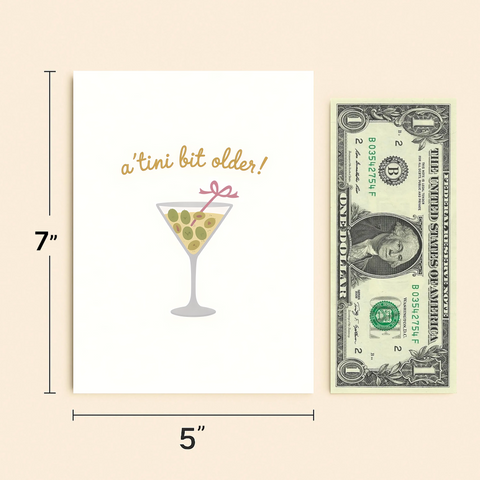 Funny Birthday Greeting Card Martini Illustration - Size