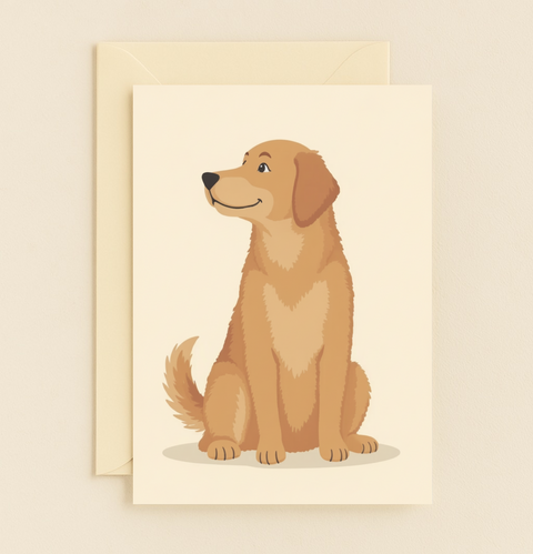 Golden Retriever Dog Illustration Cute Blank Greeting Card product image