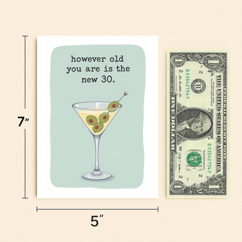 Funny Birthday Card Modern Martini Theme - Size