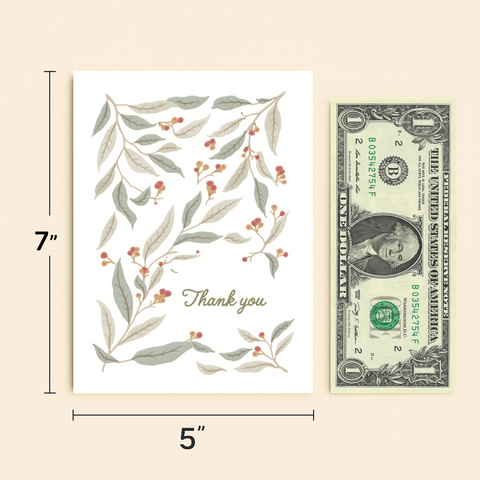 Thank You Card Modern Leafy Illustration - Size