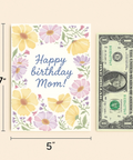 Birthday Card for Mom Hand-Illustrated Floral Design - Size