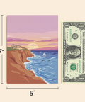 Ocean Sunset Greeting Card with Modern Coastal Art - Size