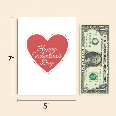 Valentines Day Card Heart Design Illustrated Premium Quality - Size