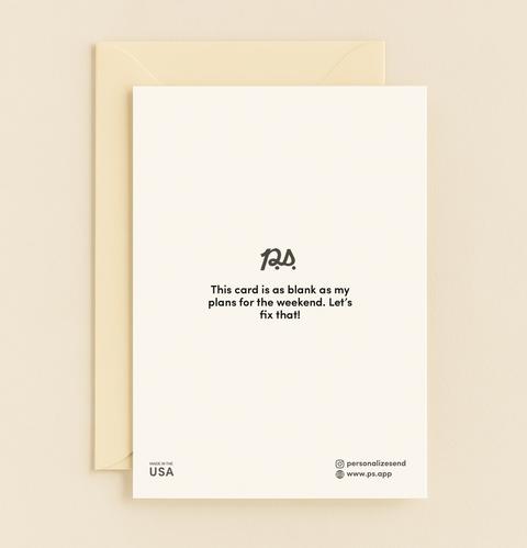 Back of A Blank Slate for Your Greatness with P.S. message