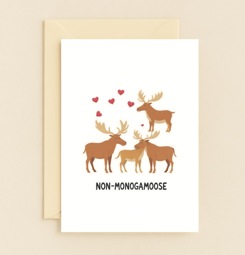 Funny Moose Greeting Card Cute Animal Pun Design - Front