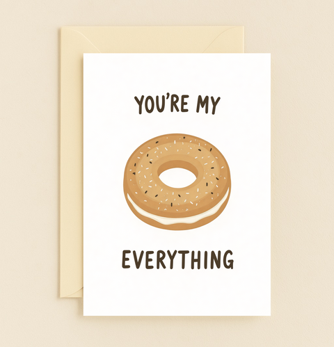 Bagel Love Greeting Card Cute Donut Pun - Front