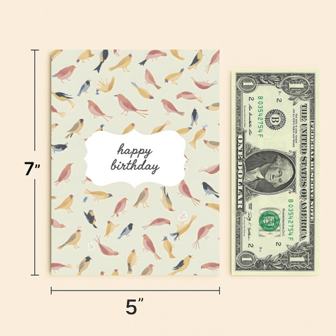 Funny Birthday Greeting Card Illustrated Birds - Size