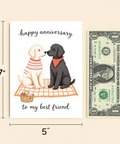Happy Anniversary Card Cute Dogs Picnic Illustration - Size