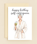Funny Birthday Card Spa Day Queen Illustration - Front