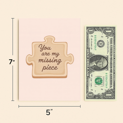 Romantic Puzzle Piece Greeting Card Cute Love Note - Size