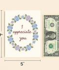 Appreciation Greeting Card Floral Wreath Modern Design - Size