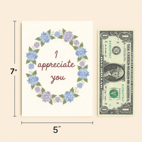 Appreciation Greeting Card Floral Wreath Modern Design - Size