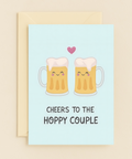 Funny Wedding Card Cute Beer Mugs Illustration - Front