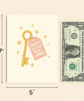New Home Greeting Card Illustrated Key Design - Size