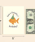 Funny Birthday Card with Cute Party Hat Fish Design - Size
