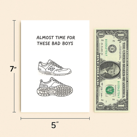 Funny Birthday Greeting Card with Sneakers Illustration - Size