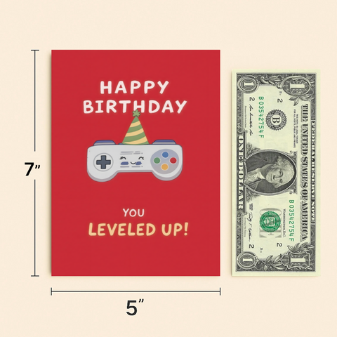 Level Up Birthday Gamer Card - Size