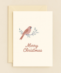 Merry Christmas Card Modern Bird Illustration - Front