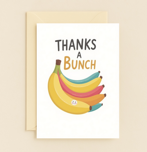 Thank You Card Cute Banana Illustration - Front