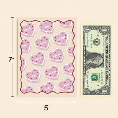 Valentines Day Greeting Card Cute Conversation Hearts - Size