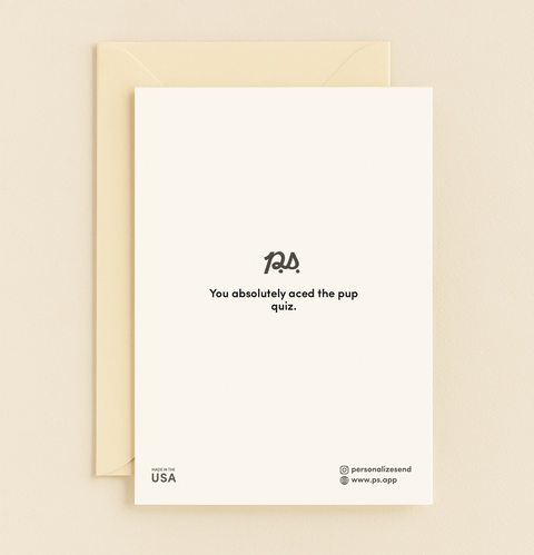 Back of Golden Retriever Graduation Card with P.S. message