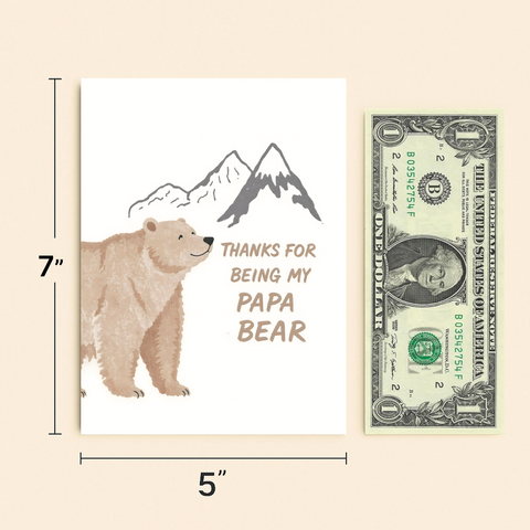 Bear Fathers Day Card Cute Papa Bear Illustration - Size