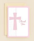 Thank You Card with Pink Cross Elegant Design - Front
