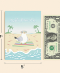 Funny Beach Greeting Card Seagull with Sunglasses - Size