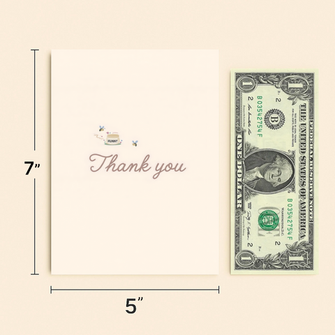 Thank You Card Cute Honey Jar and Bee Design - Size