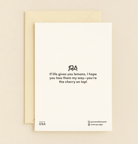 Sweet Greeting Card Illustrated Fruit Design - Back