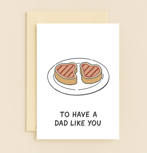 Funny Fathers Day Card Steak Toast Design - Front