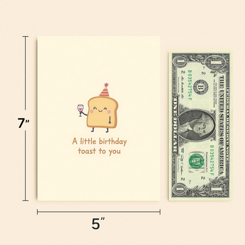 Funny Birthday Card with Toast in Party Hat - Size