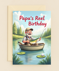 Papa Fishing Rowboat Birthday Card with Fish Golf Ball Lake Theme product image