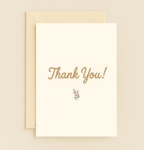 Thank You Greeting Card Floral Modern Design - Front