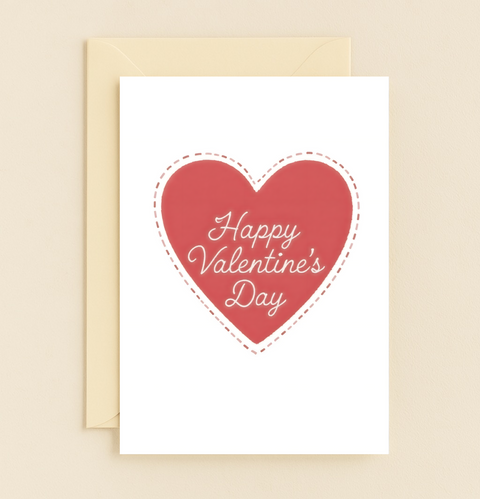 Valentines Day Card Heart Design Illustrated Premium Quality - Front