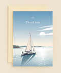Thank You Greeting Card Sailboat Illustration - Front