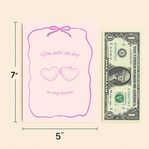 Romantic Greeting Card Heart Locket Design - Size