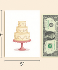Wedding Cake Greeting Card Modern Watercolor Design - Size