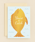 Funny Fish Greeting Card with Cute Yellow Design - Front