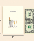 Celebration Greeting Card with Champagne Illustration - Size