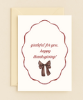 Thanksgiving Greeting Card Elegant Bow Design - Front