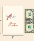 Merry Christmas Card Modern Bird Illustration - Size