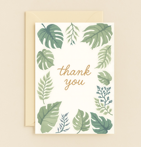 Thank You Greeting Card Botanical Modern Design - Front