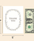 Thank You Card Floral Wreath Elegant Design - Size